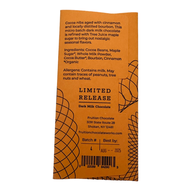 Chocotastery - Fruition Chocolate - 65% Cinnamon Maple Bourbon - Back