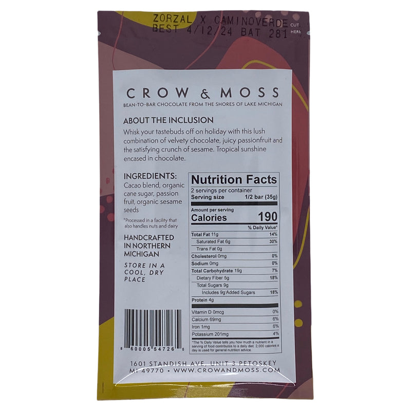 Crow & Moss - 68% Passion Fruit Sesame