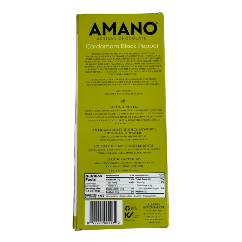 Amano Chocolate - 55% Cardamom Black Pepper - Chocotastery