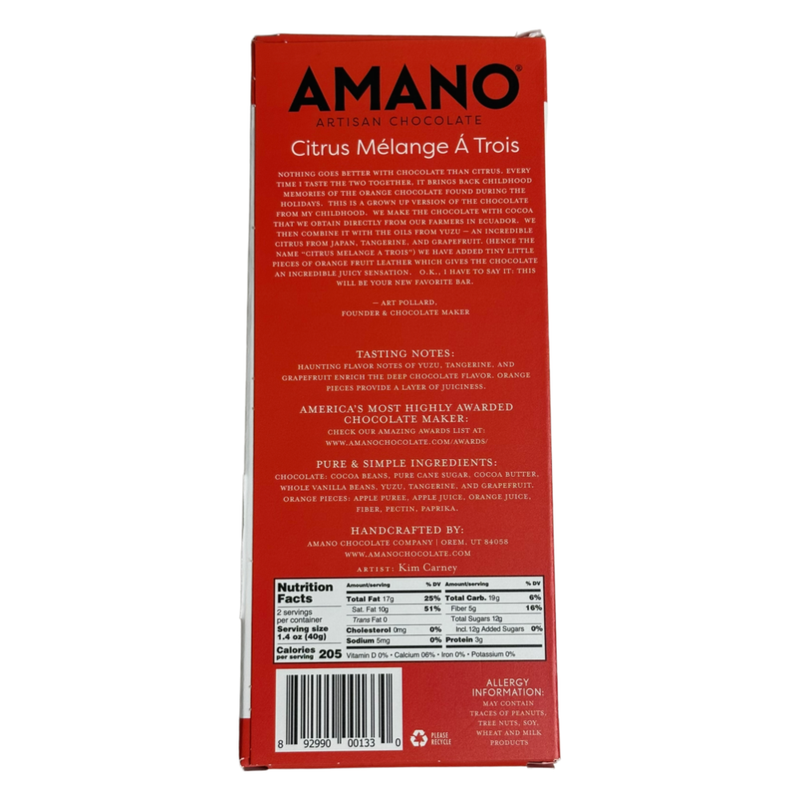 Amano Chocolate - 55% Citrus Melange A Trois - Chocotastery