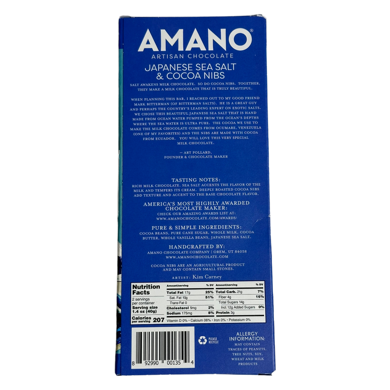 Amano Chocolate - Japanese Sea Salt & Cocoa Nibs - Chocotastery