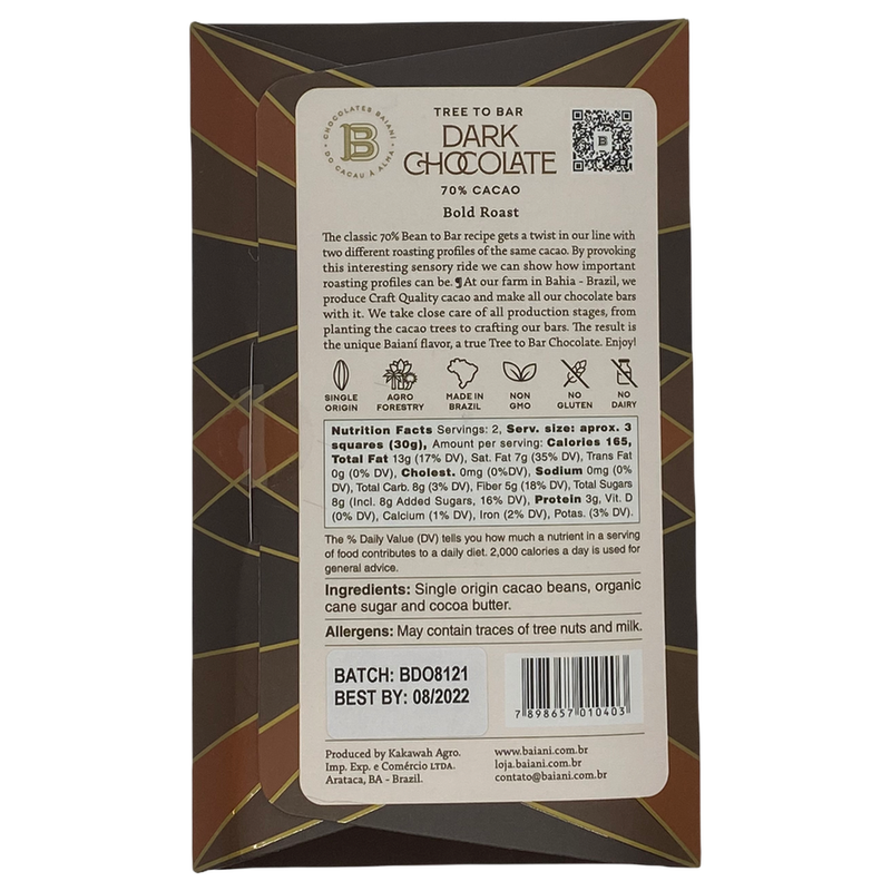 Chocotastery - Baiani Chocolate - 70% Bold Roast