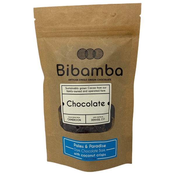 Chocotastery - Bibamba - Palms & Paradise - Dark Chocolate Bark with Coconut Crisps (Cameroon) 
