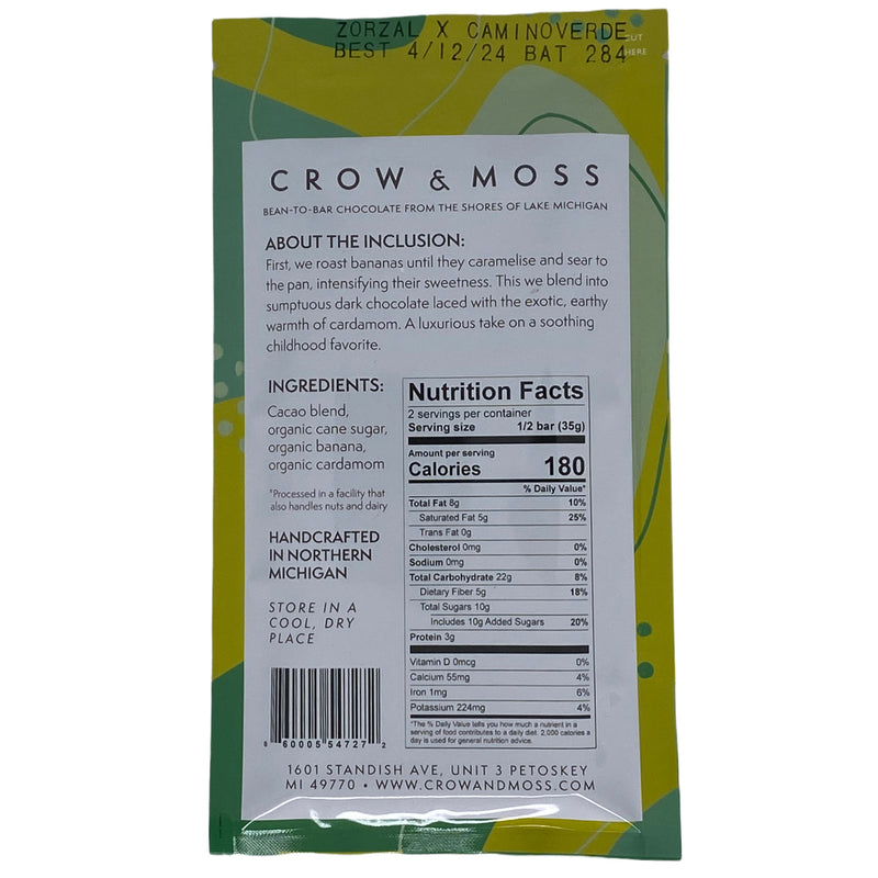 Chocotastery - Crow & Moss - 65% Banana & Cardamom Brulee 