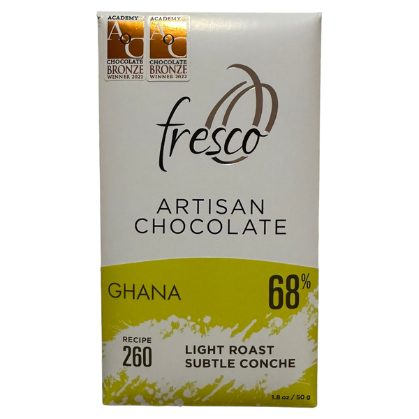 Fresco Chocolate - 68% Ghana - Light Roast, Subtle Conche - Recipe 260 - Chocotastery