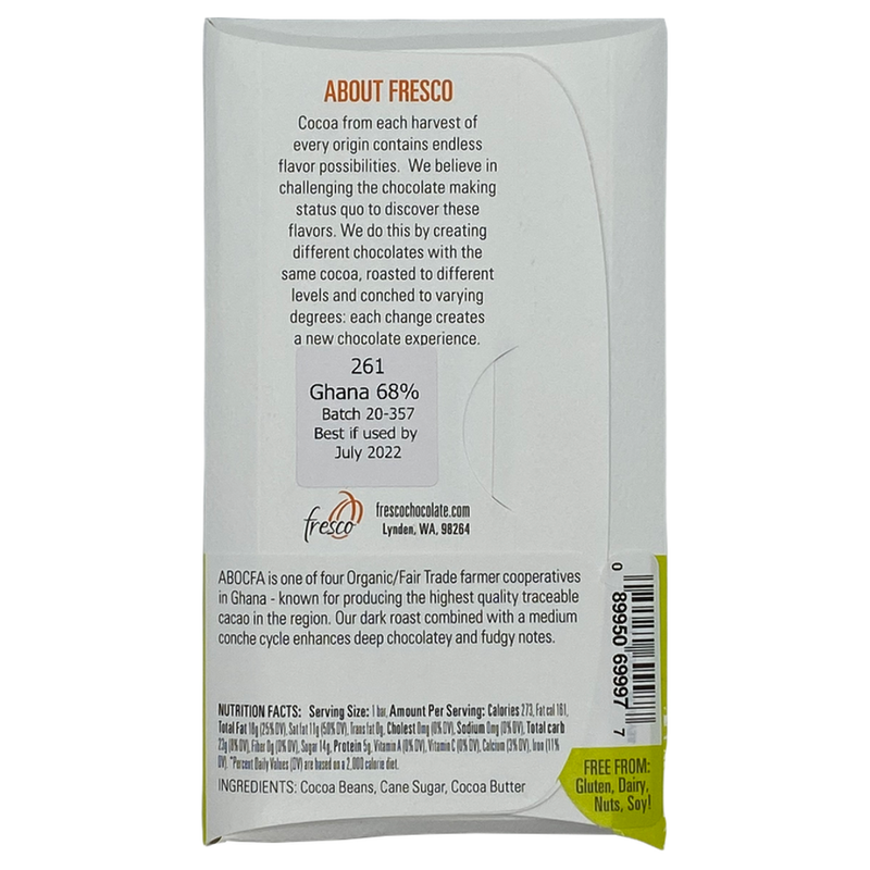 Chocotastery - Fresco Chocolate - 68% Ghana - Recipe 261 Dark Roast Medium Conche