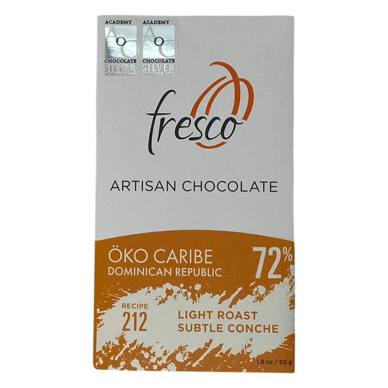 Chocotastery - Fresco Chocolate - 72% Oko Caribe, Dominican Republic - Recipe 212 Light Roast Subtle Conche