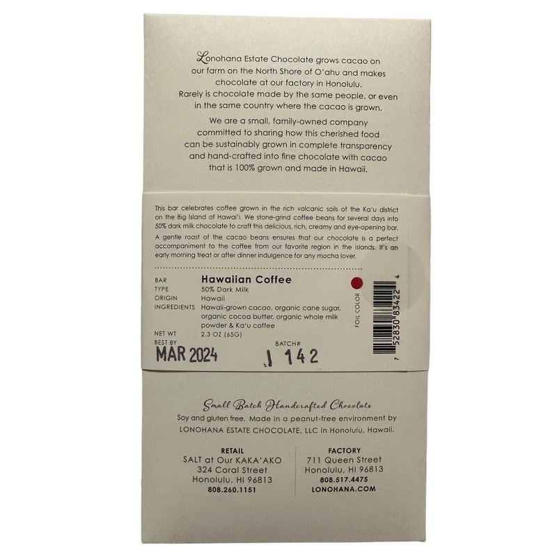 Lonohana Estate Chocolate - 50% Hawaiian Coffee - Chocotastery