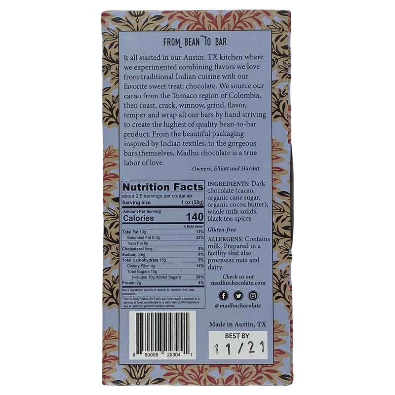 Chocotastery - Madhu Chocolate - 60% Dark Masala Chai