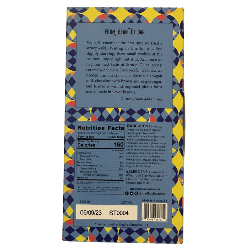Madhu Chocolate - 61% Vegan Stroopwafel - Chocotastery