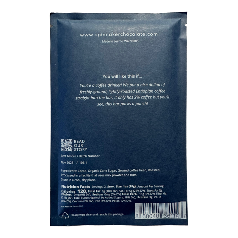 Spinnaker Chocolate - 68% Colombia with Coffee - Chocotastery