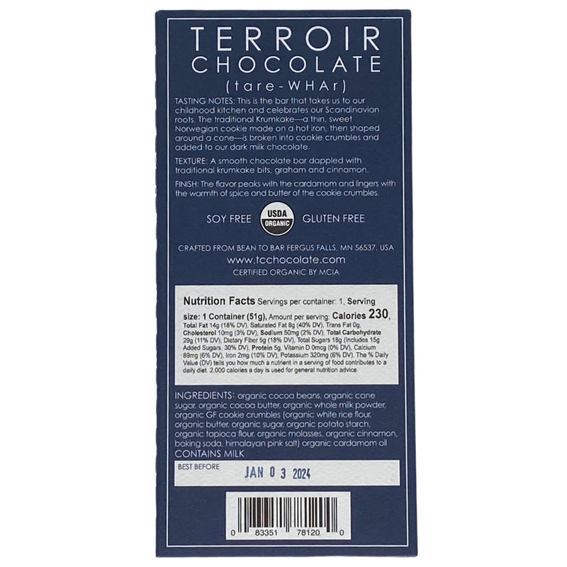 Chocotastery - Terroir Chocolate - 50% Cardamom Krumkake